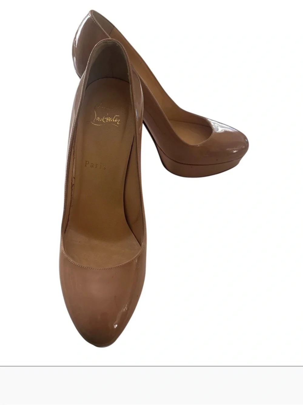 Christian Louboutin Patent Leather Nude Pumps